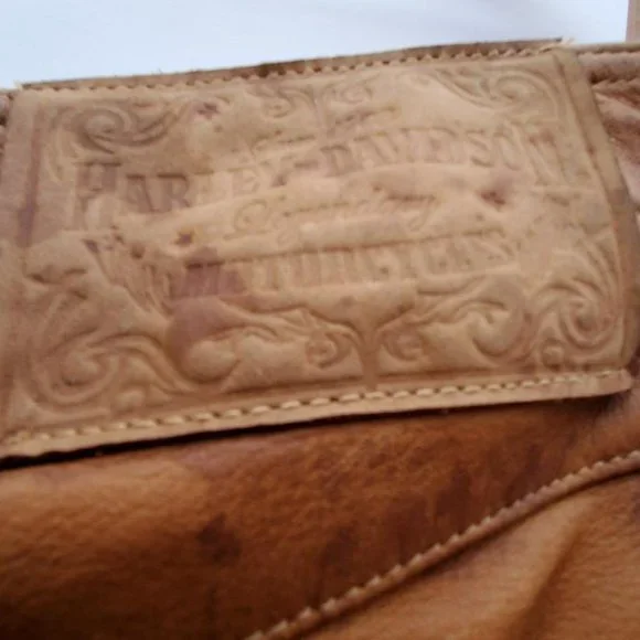 Harley Leather Motorcycle pants brown tan black biker tie dye cowgirl rodeo M 6 - Picture 6 of 9